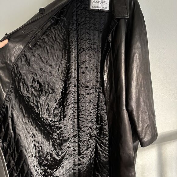 Michael Hoban Men’s XXL NORTH BEACH LEATHER Coat Overcoat Goth Rock 80s - Picture 8 of 16